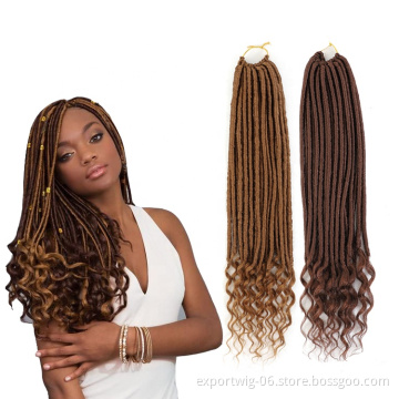Wholesale Synthetic Hair Hot Selling Crochet Braiding Hair Extensions Faux Locs Deep Curl 20inch Goddess Faux Locs